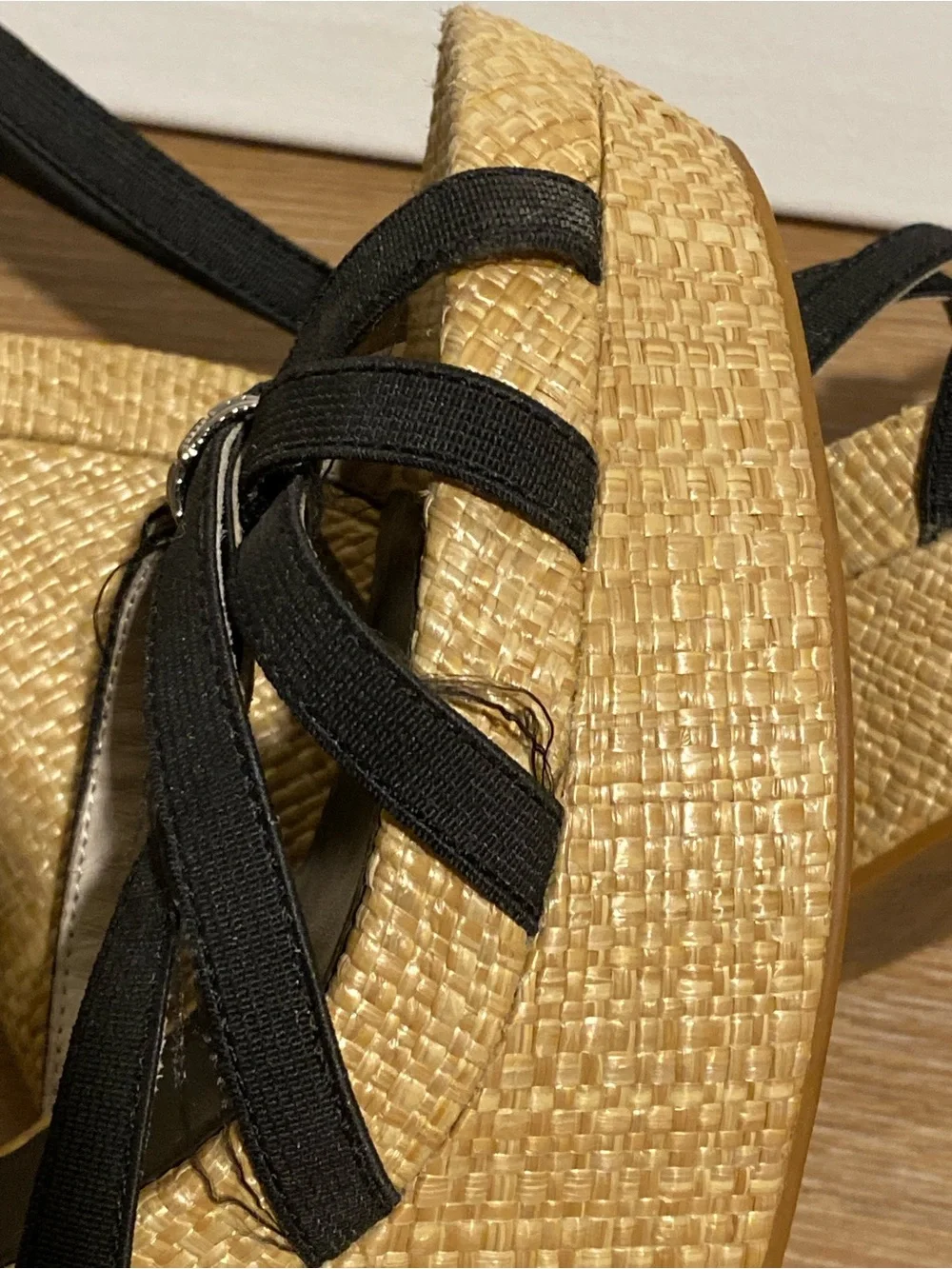 Armani Jeans Black Strappy Espadrille Platform Sandals